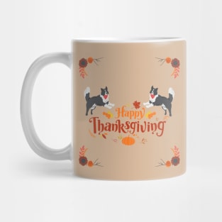 Cute Border Collie Dog with Happy Thanksgiving Sign Mug